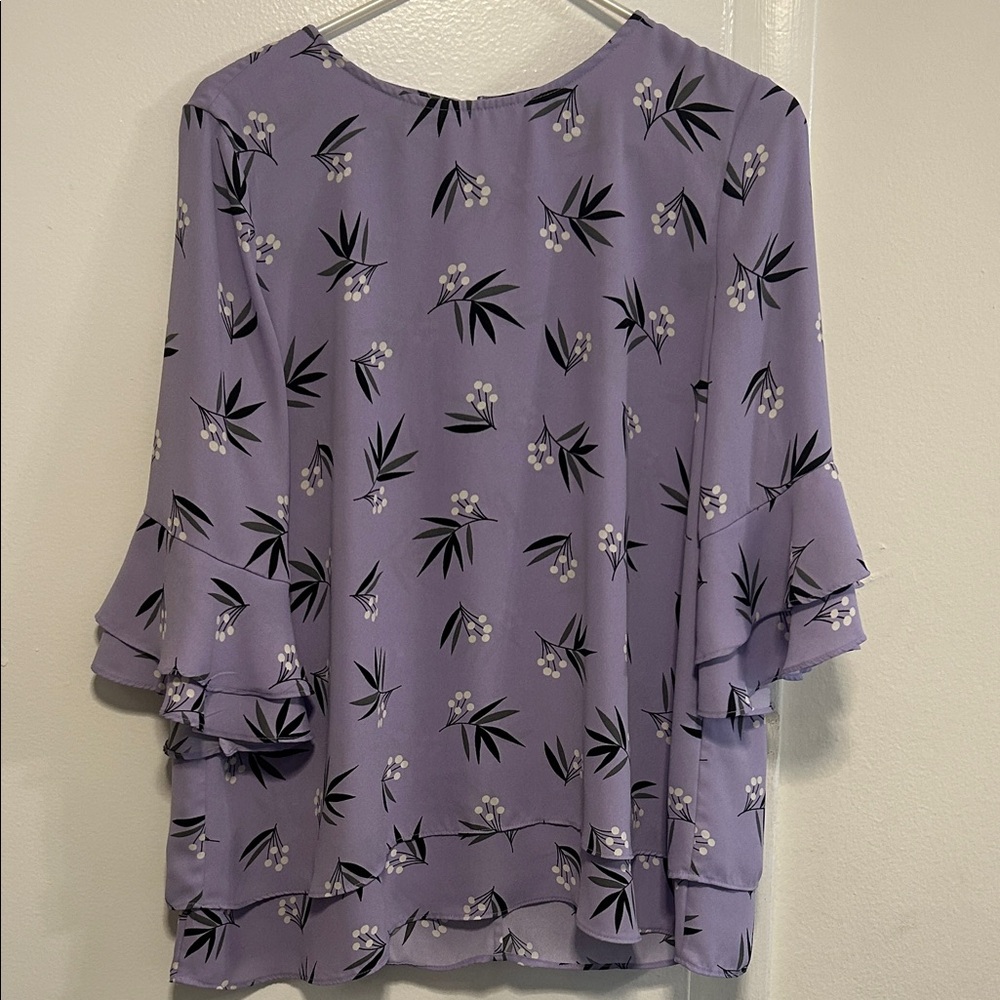 Anne Klein Purple Floral Blouse